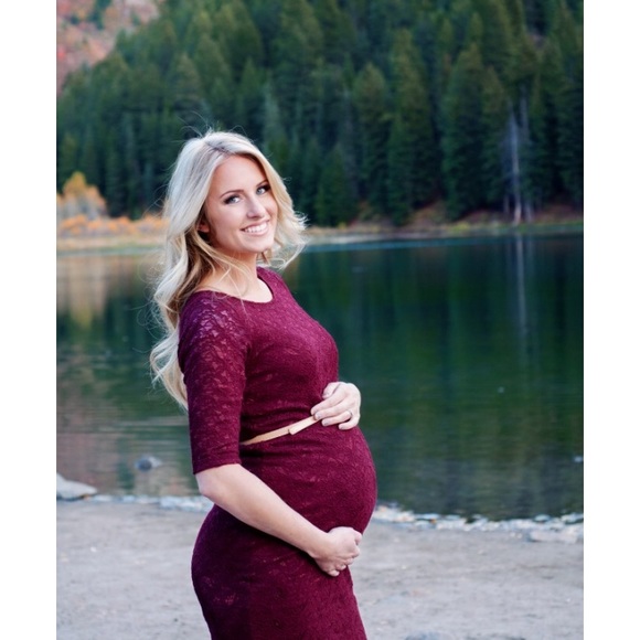 pink blush burgundy lace dress